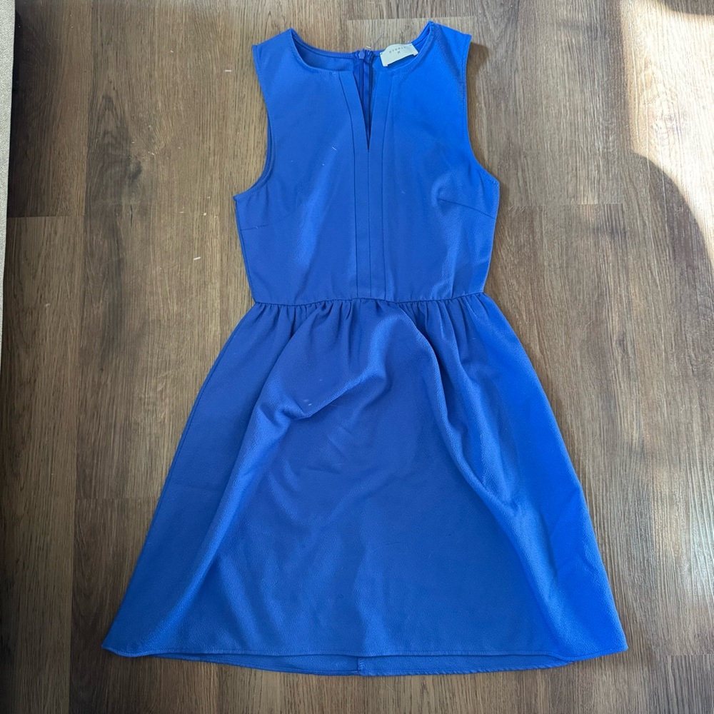 Everly Royal Blue V Neck Fit Flare Mini Dress Women